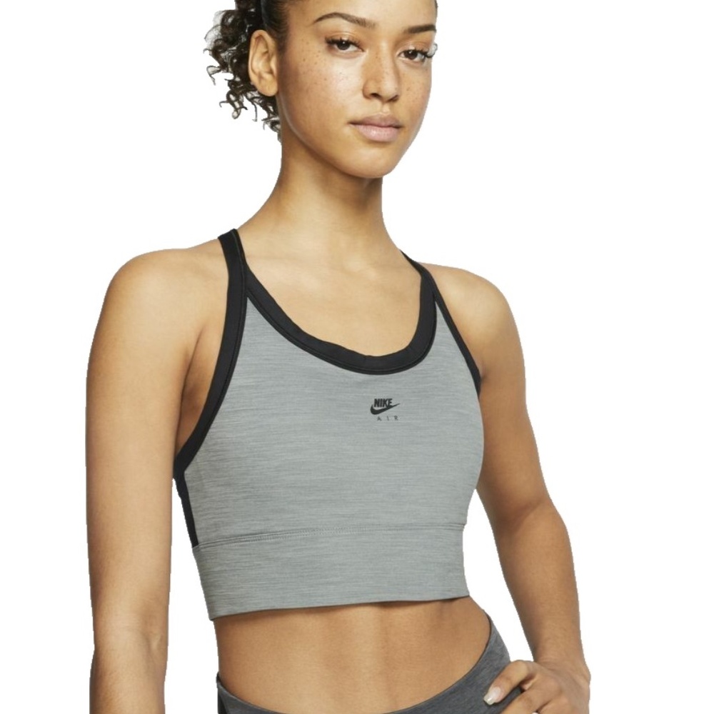 Nike Women's Air Swoosh Padded Medium Support Sports Grey Bra Size Small